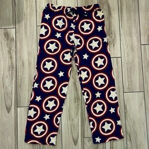 Marvel Captain America Pajama Pants Mens Medium Blue Red Shield Print Excellent